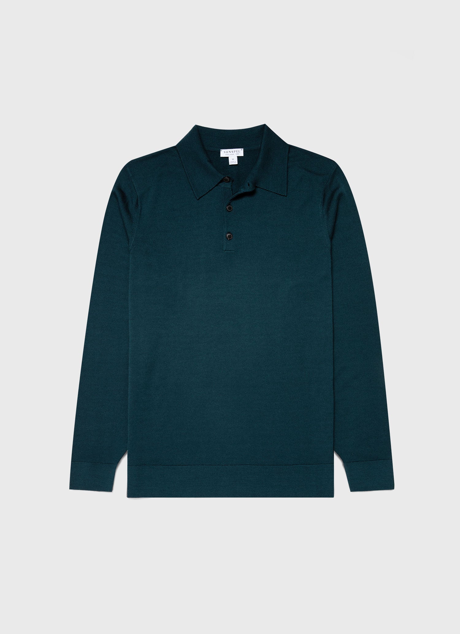 Men's Extra-Fine Merino Polo Shirt in Peacock | Sunspel