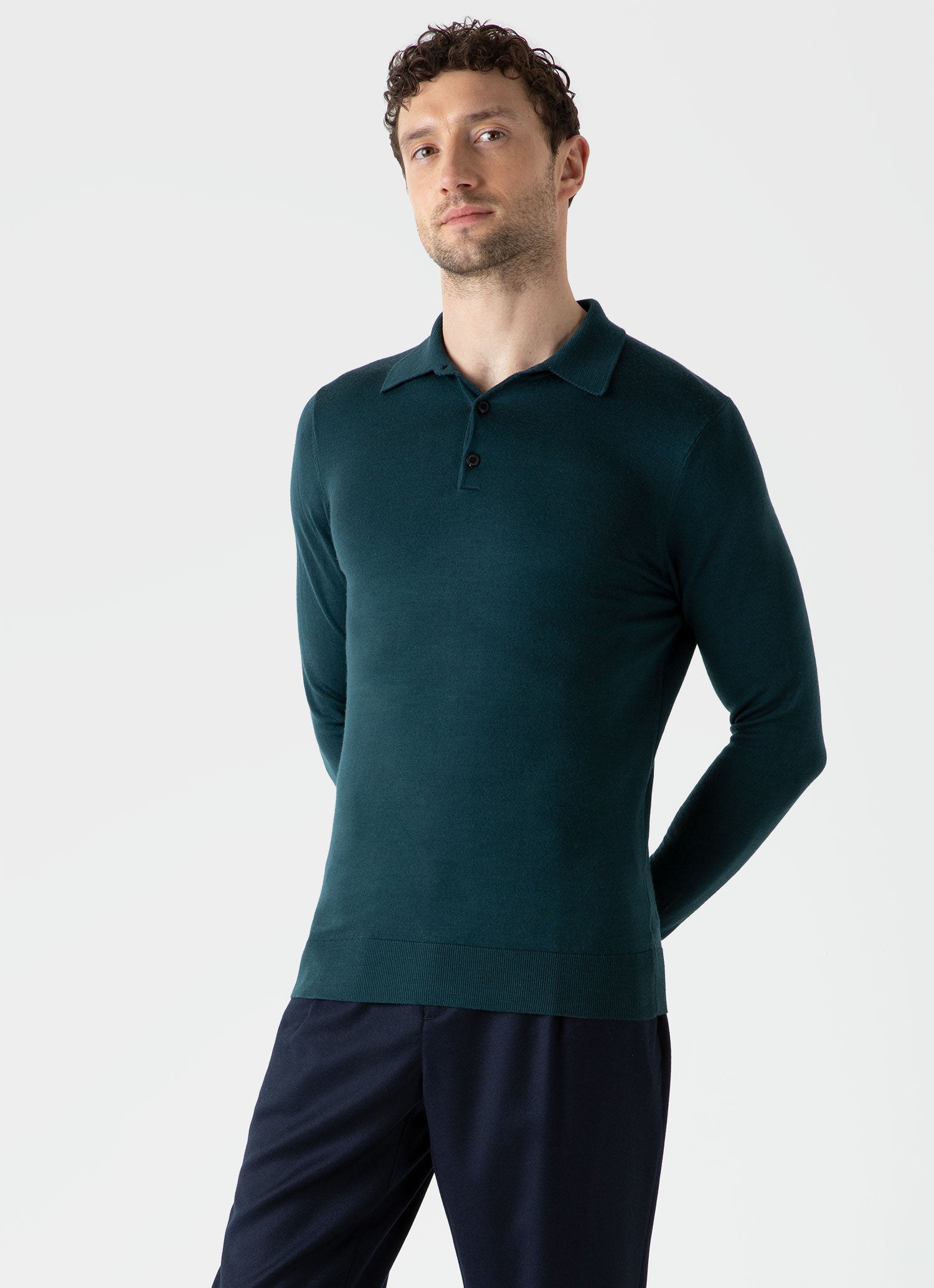 Men's Long Sleeve Polo Shirts | Sunspel