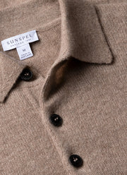 Men's Cashmere Polo Shirt in Natural Brown