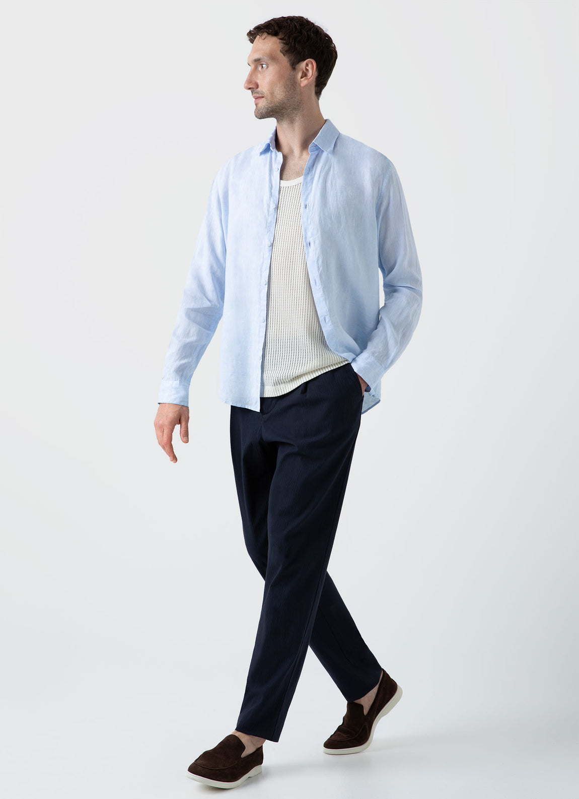 Men's Linen Shirt in Light Blue