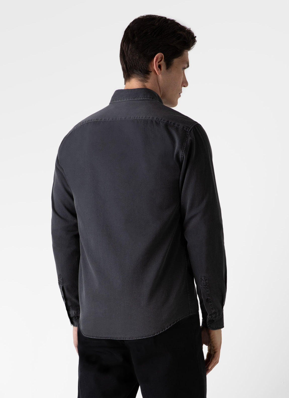 Men's Button Down Denim Shirt in Black Denim Wash | Sunspel