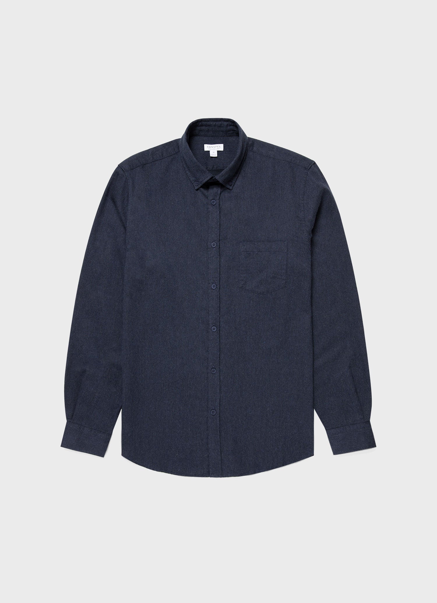 Men's Button Down Flannel Shirt in Navy Melange | Sunspel