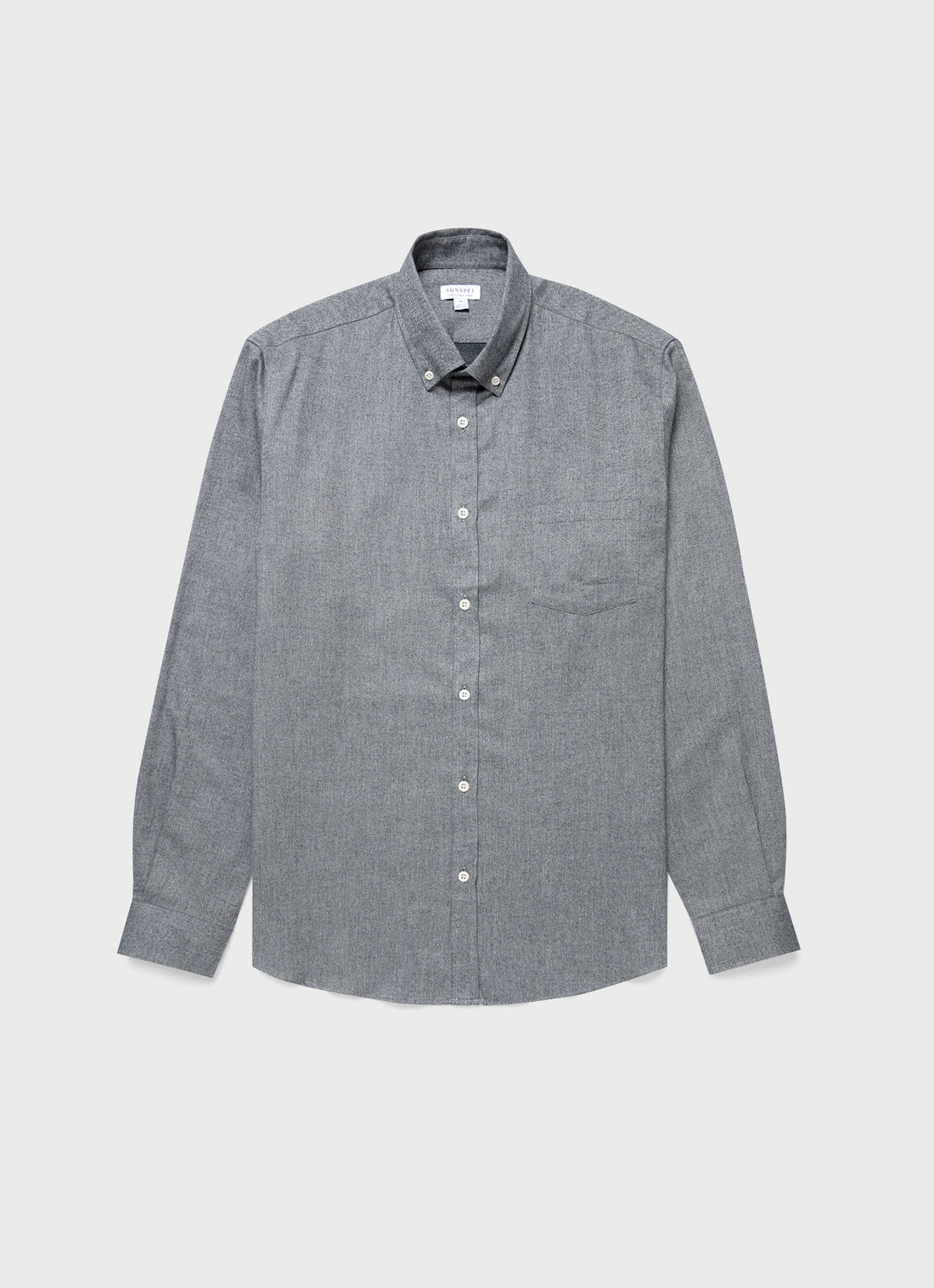 Men's Button Down Flannel Shirt in Mid Grey Melange