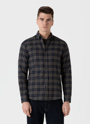 Men's Button Down Flannel Shirt in Sandstone Check