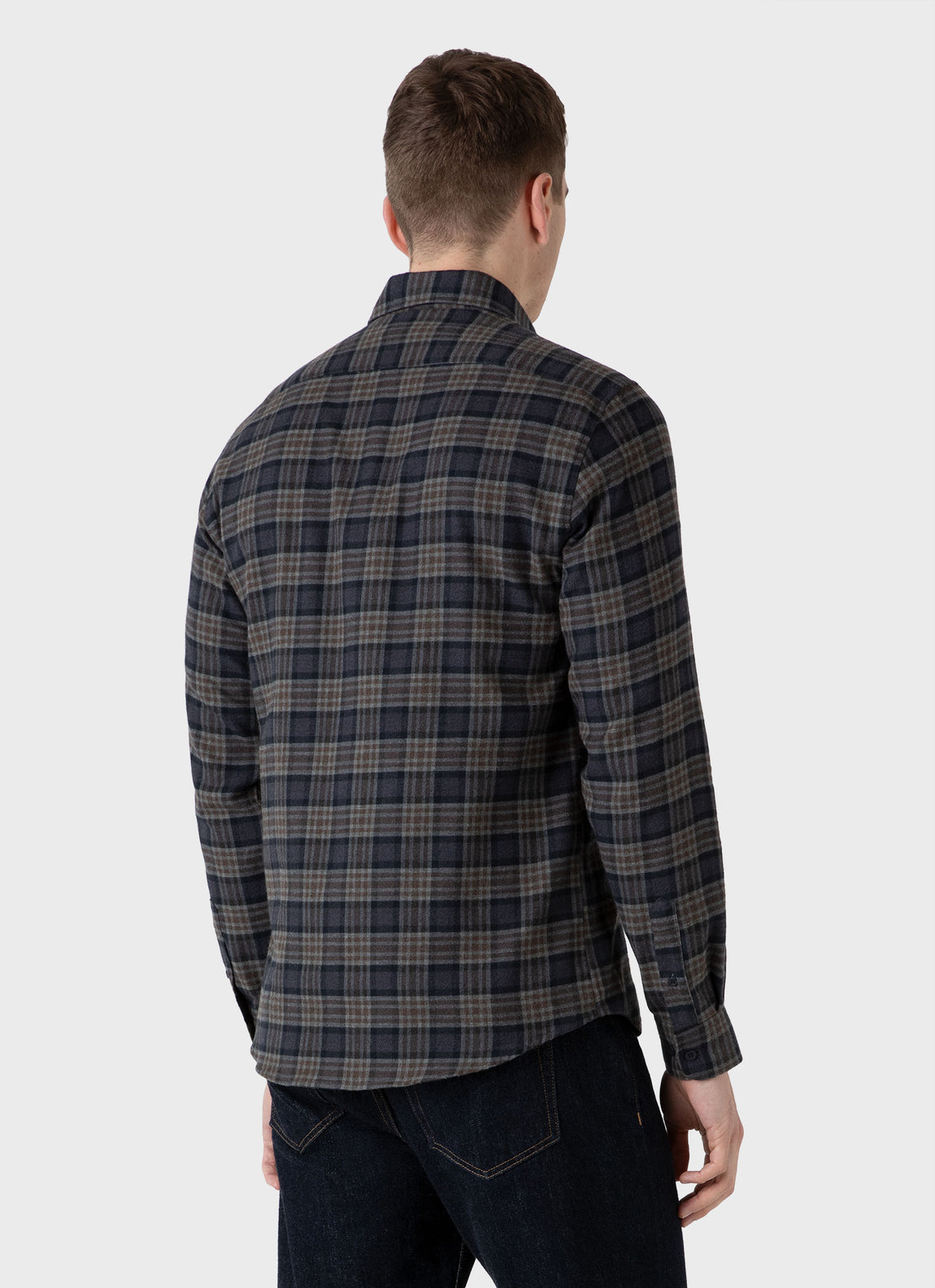 Men's Button Down Flannel Shirt in Sandstone Check