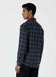 Men's Button Down Flannel Shirt in Navy Check