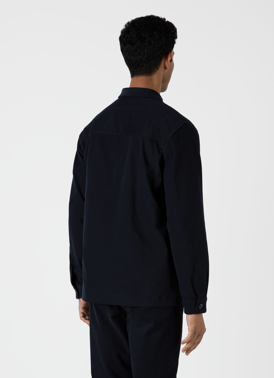 Men's Brushed Cotton Wool Overshirt in Navy