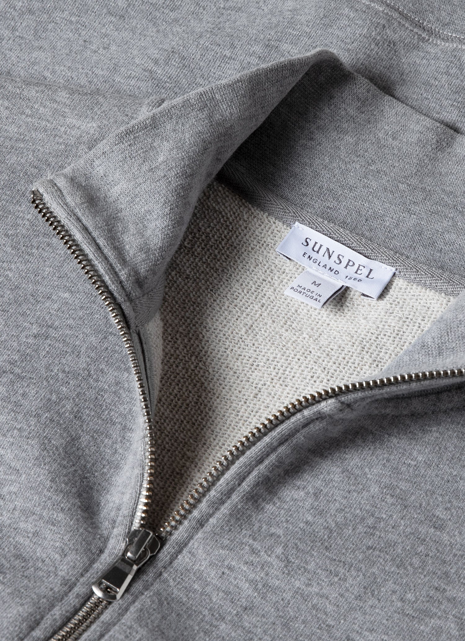 Men's Half Zip Loopback Sweatshirt in Grey Melange | Sunspel