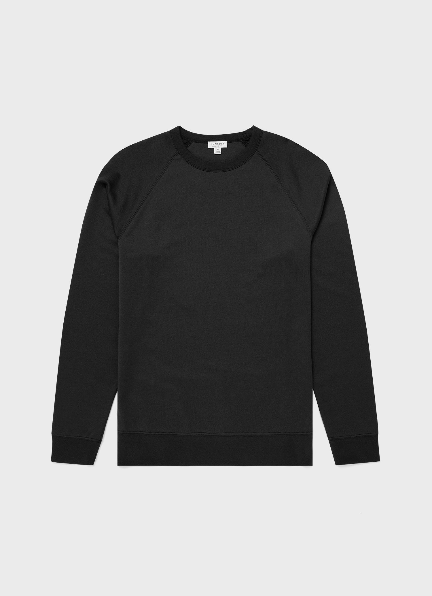 Men's Sea Island Cotton Sweatshirt in Black | Sunspel