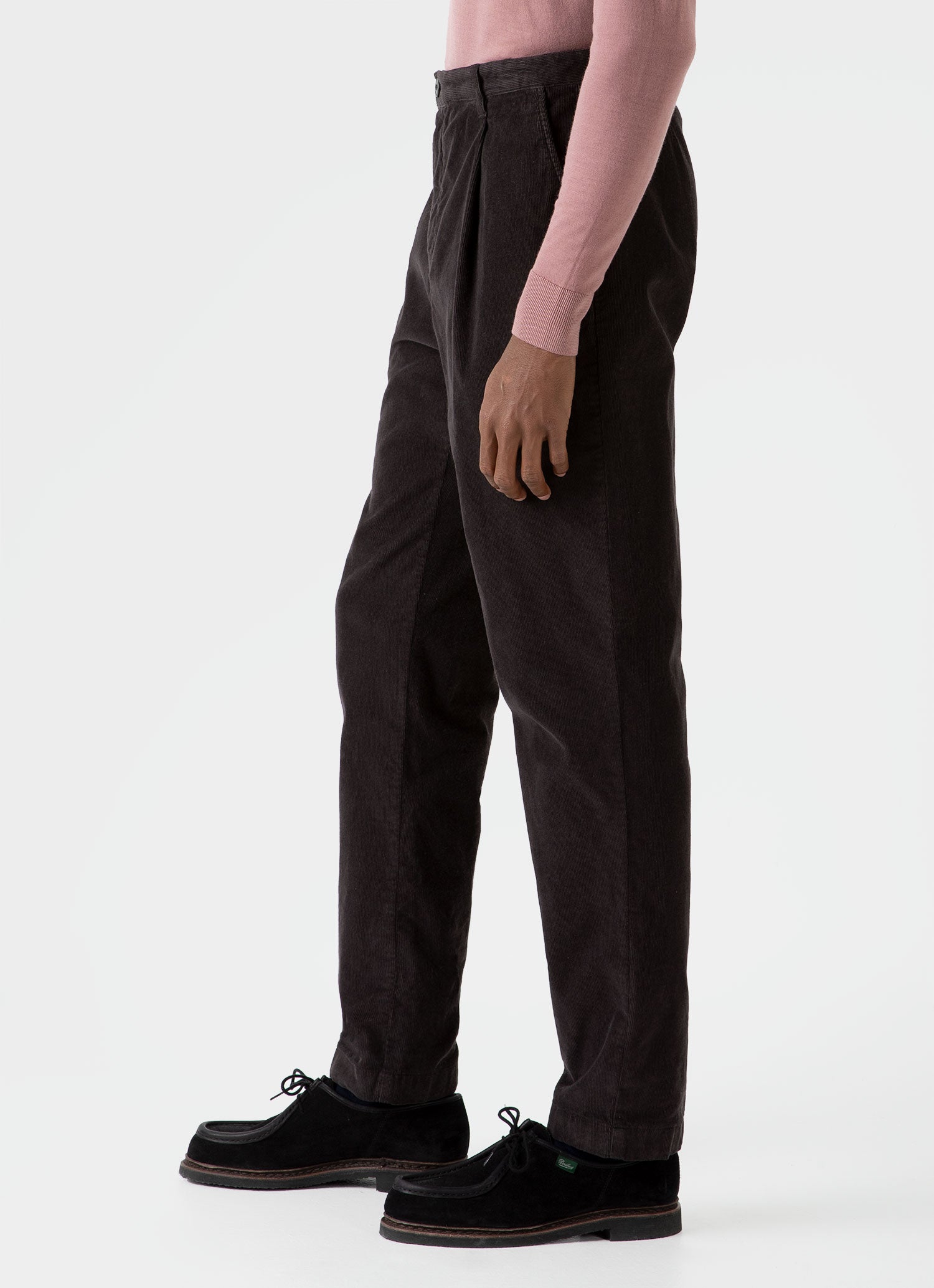 Mens pleated cord on sale trousers