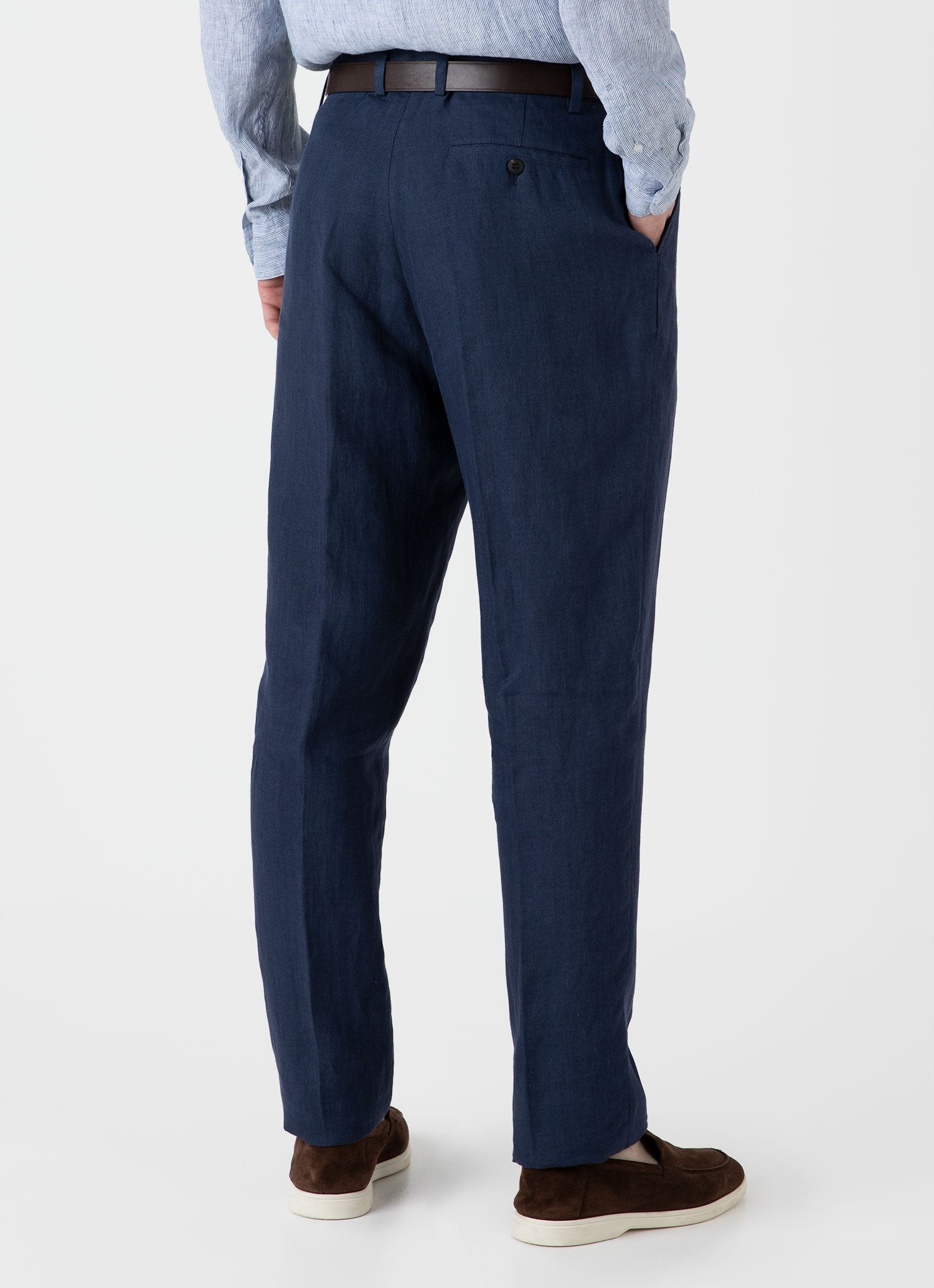 Navy Front-pleat linen-blend trousers | Commas | MATCHES UK
