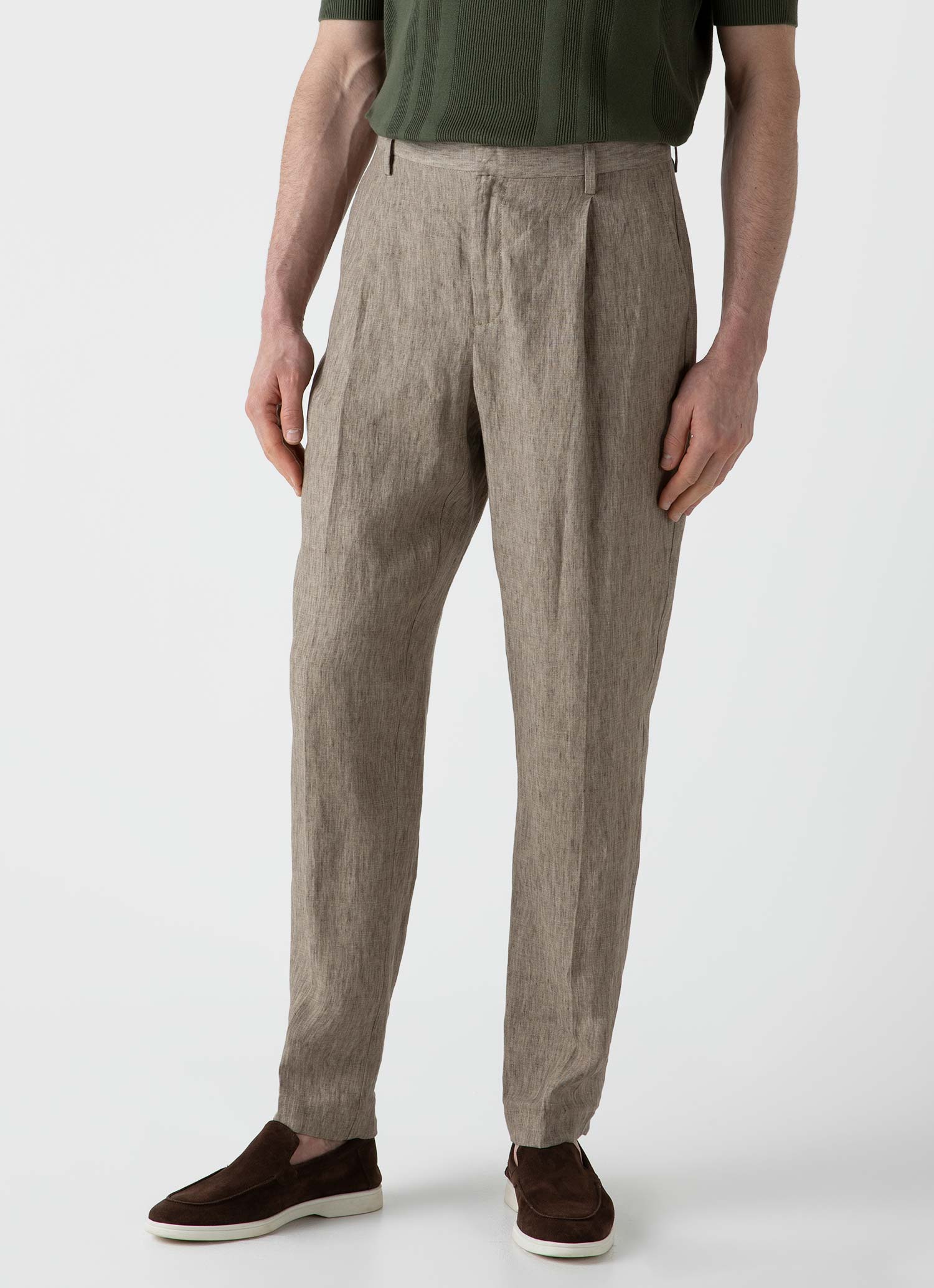 Mens pleated 2025 linen pants