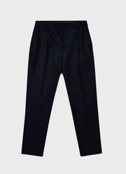 Men's Pleated Boiled Wool Trouser in Navy