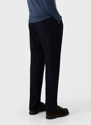 Men's Pleated Boiled Wool Trouser in Navy