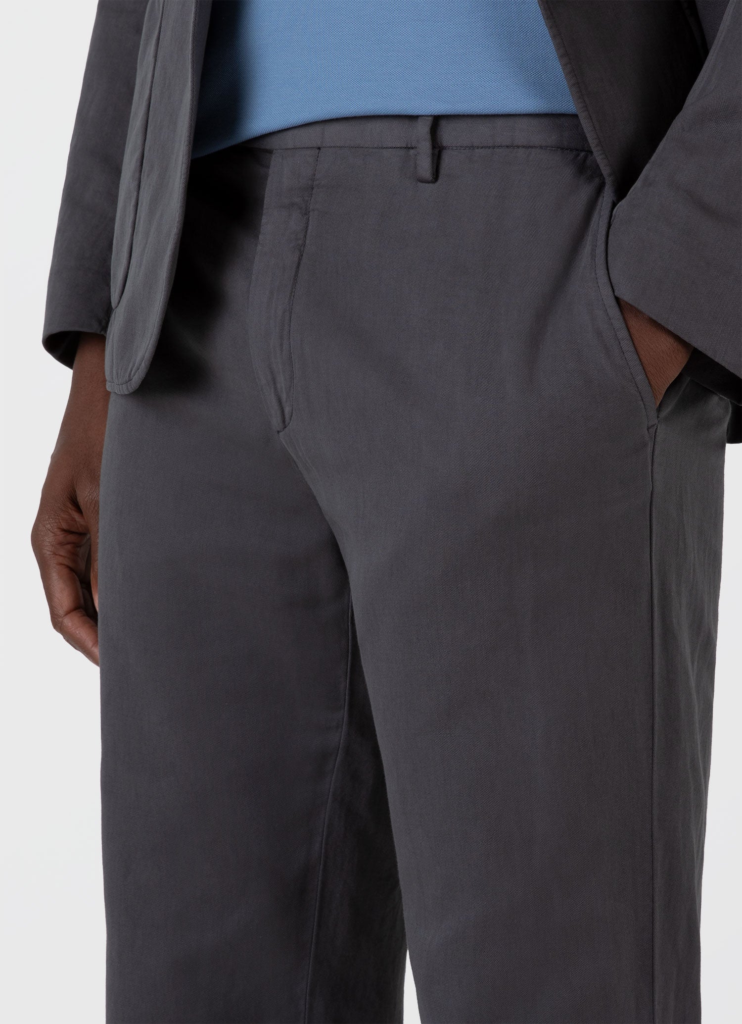 Men's Cotton Linen Trouser in Charcoal