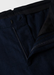 Men's Cotton Raffia Pleat Trouser in Navy