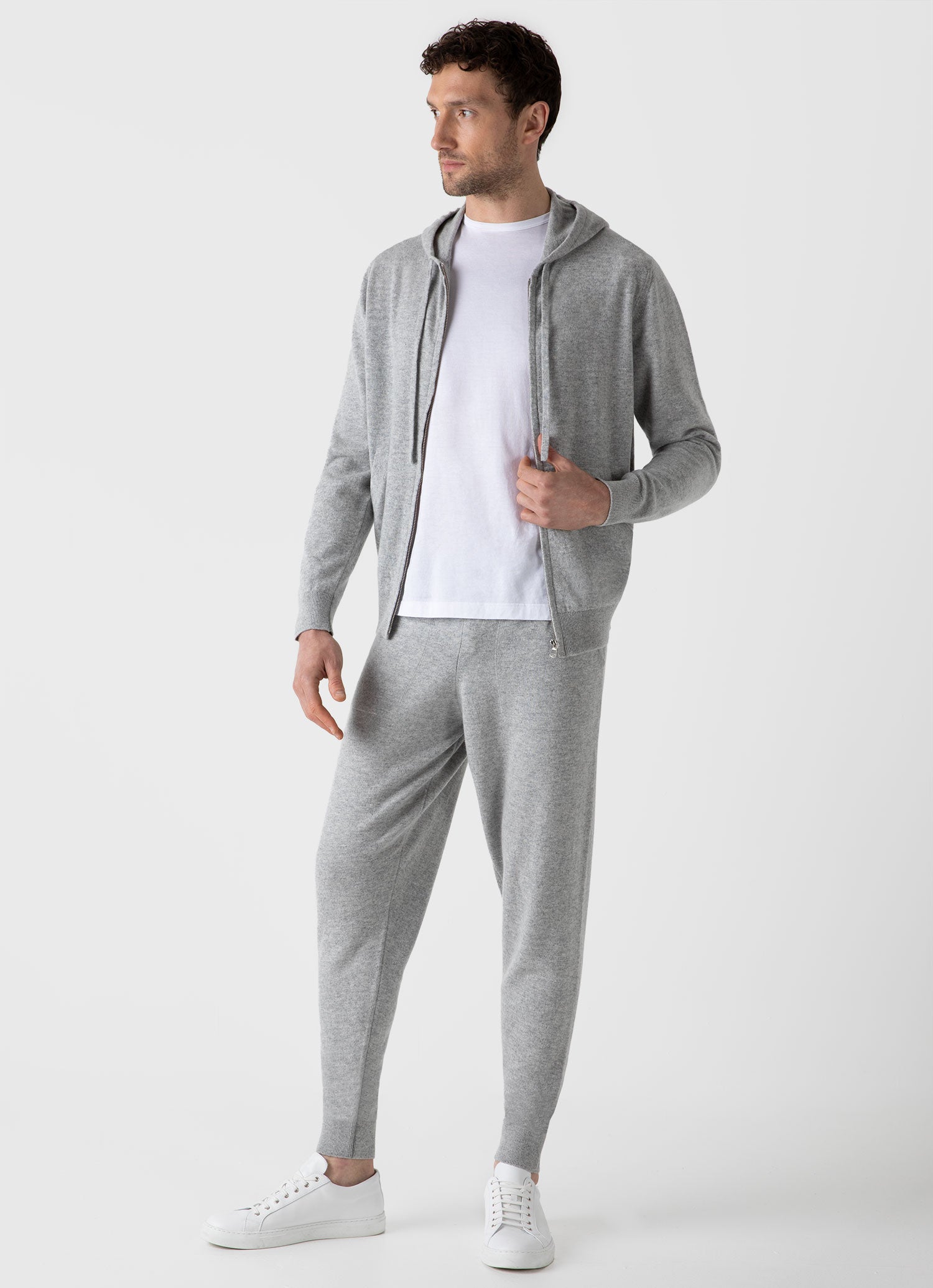 Men s Cashmere Lounge Pant in Grey Melange Sunspel