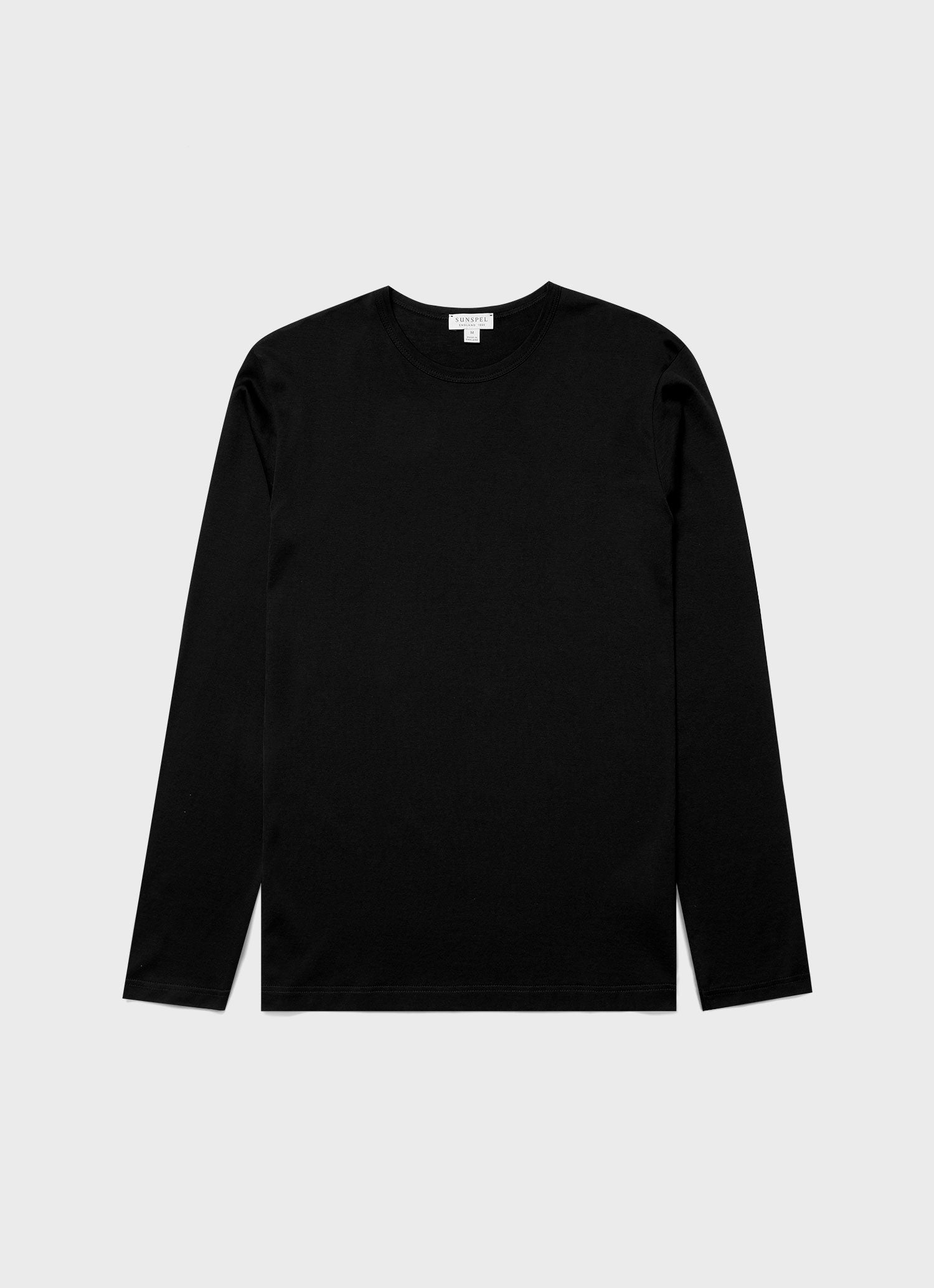 Men's Long Sleeve Classic T-shirt in Black | Sunspel