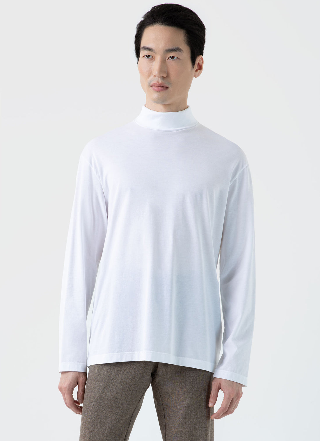 Men's Long Sleeve Roll Neck in White