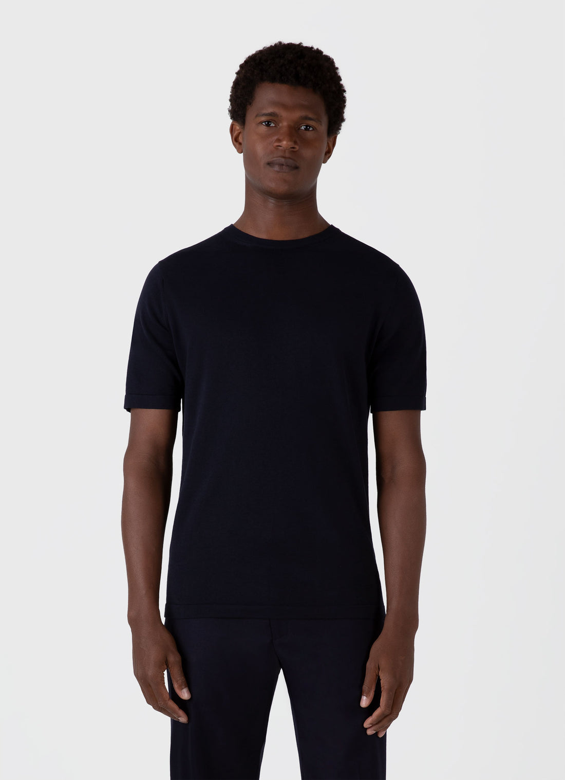 Men's Sea Island Cotton Knit T-shirt in Light Navy