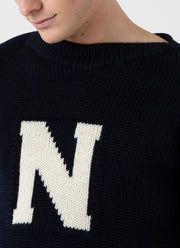 Men's Sunspel x Nigel Cabourn Wide Neck Crew in Navy