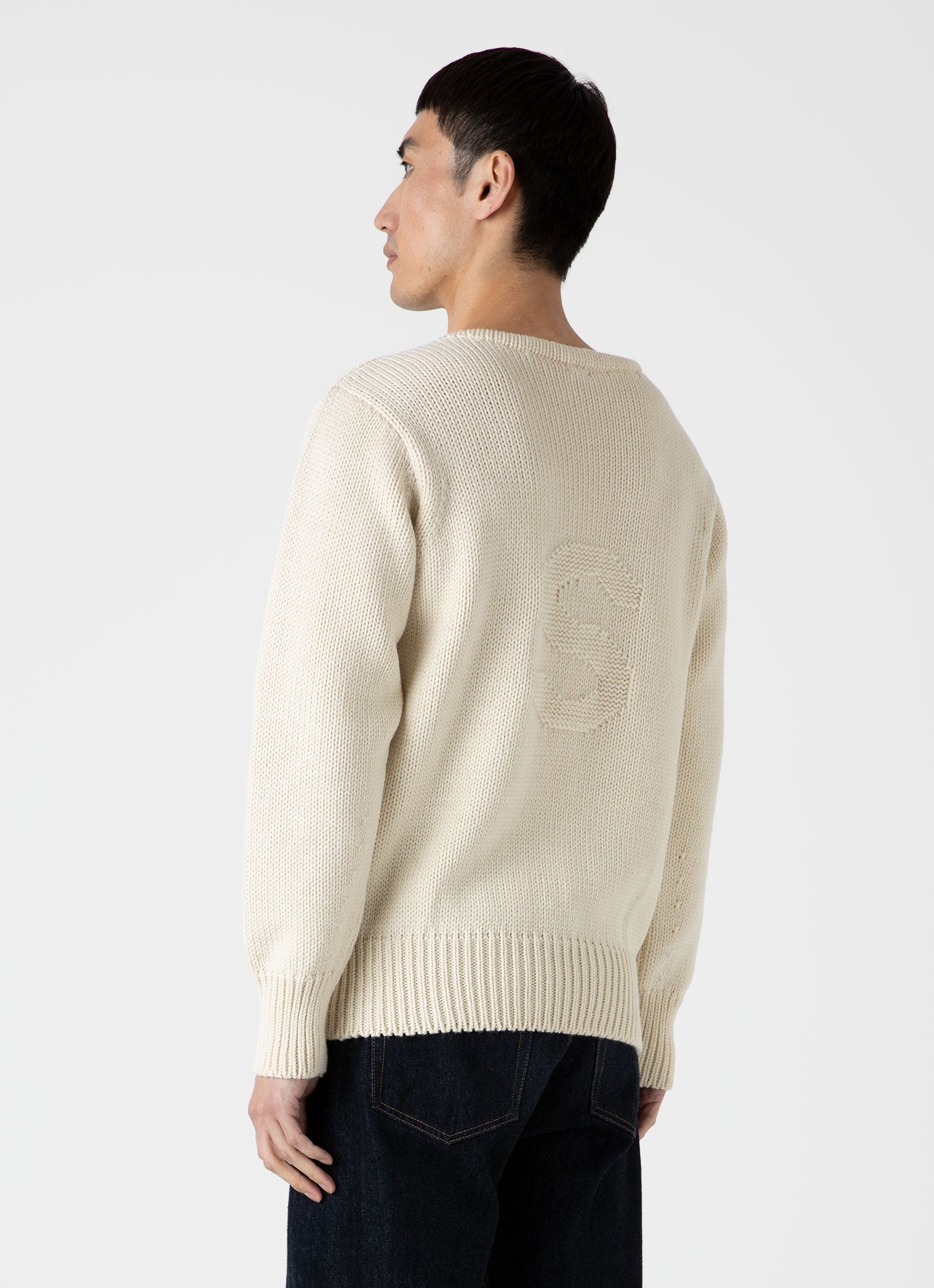 Men's Sunspel x Nigel Cabourn Wide Neck Crew in Ecru