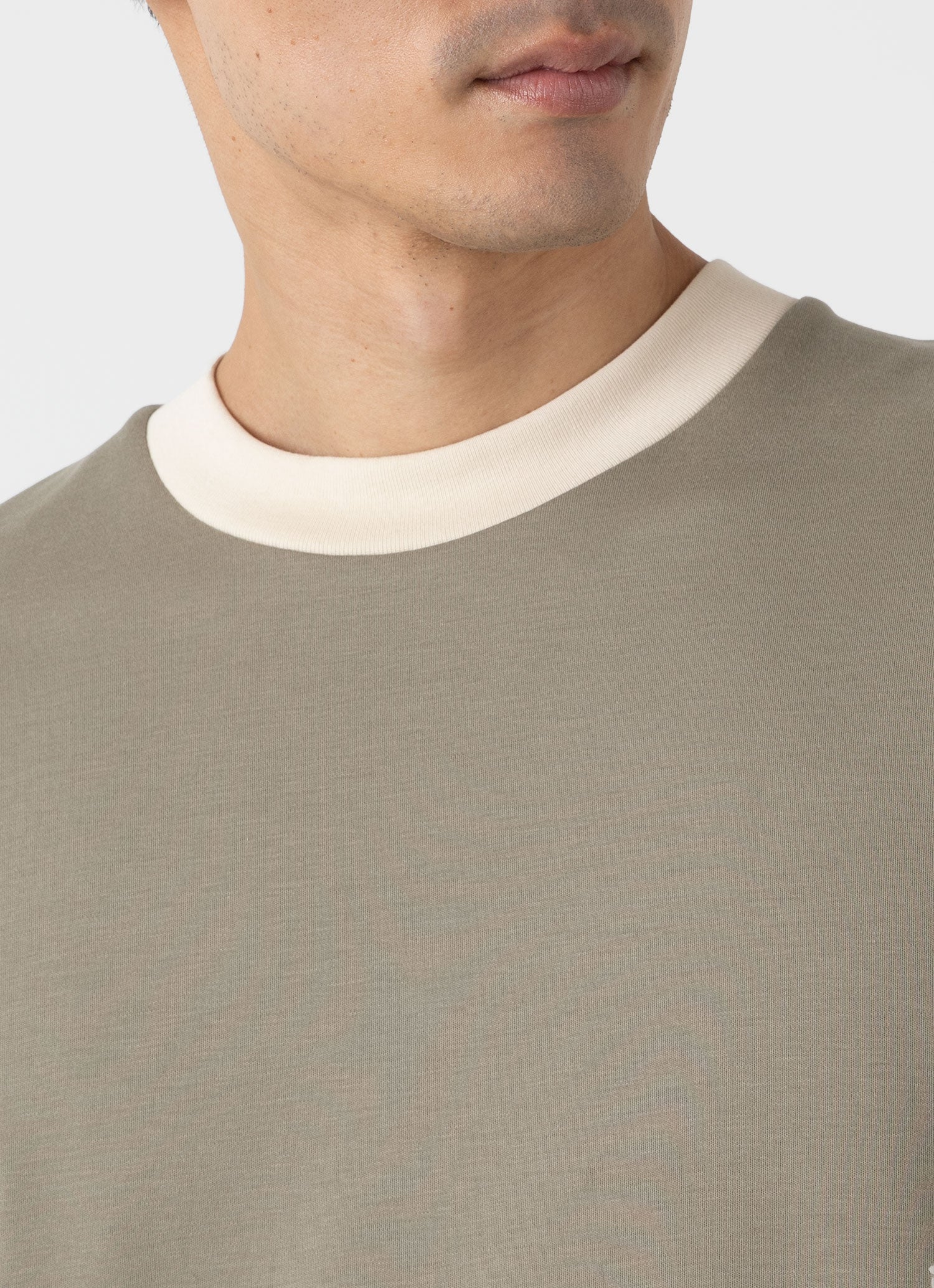 Men's Sunspel x Nigel Cabourn Carbon Brushed T-shirt in Earth