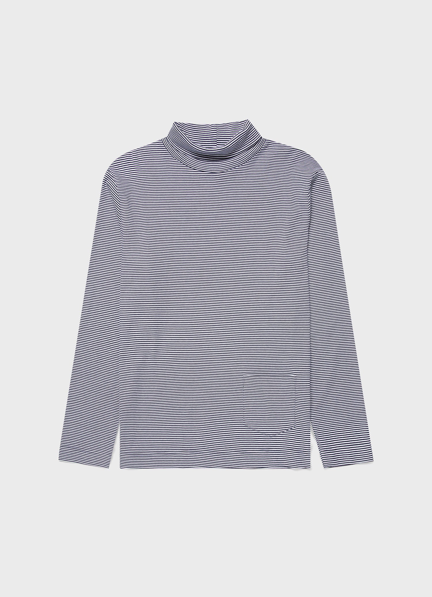 Men's Sunspel x Nigel Cabourn Carbon Brushed Roll Neck in Navy/White