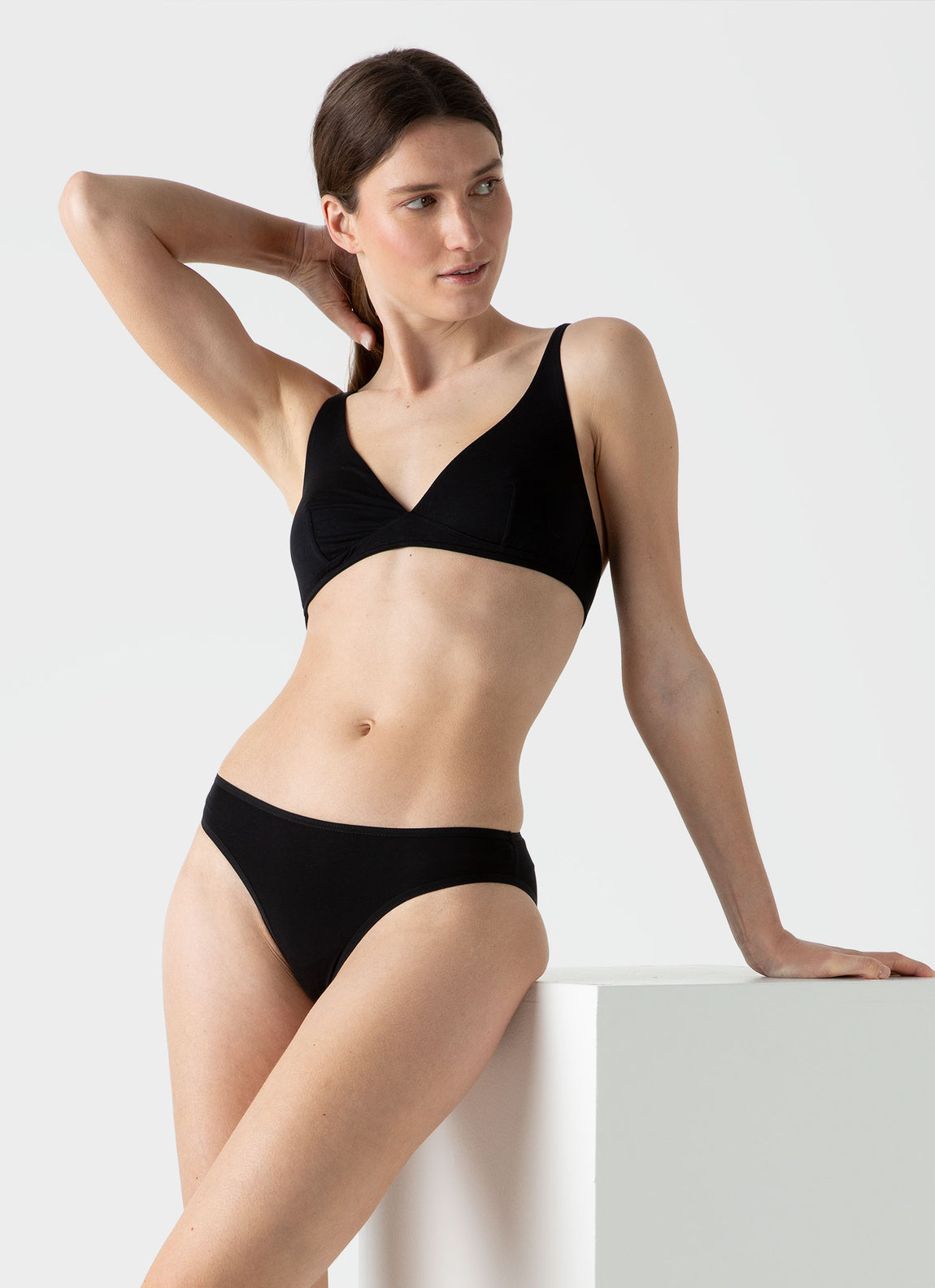 Modern Take One Shoulder Cut Out Bralette Bikini Top - Black