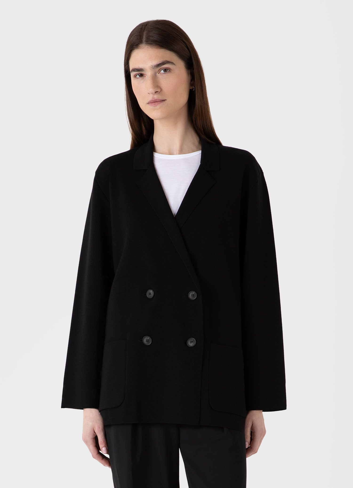 Women's Merino Milano Knit Blazer in Black