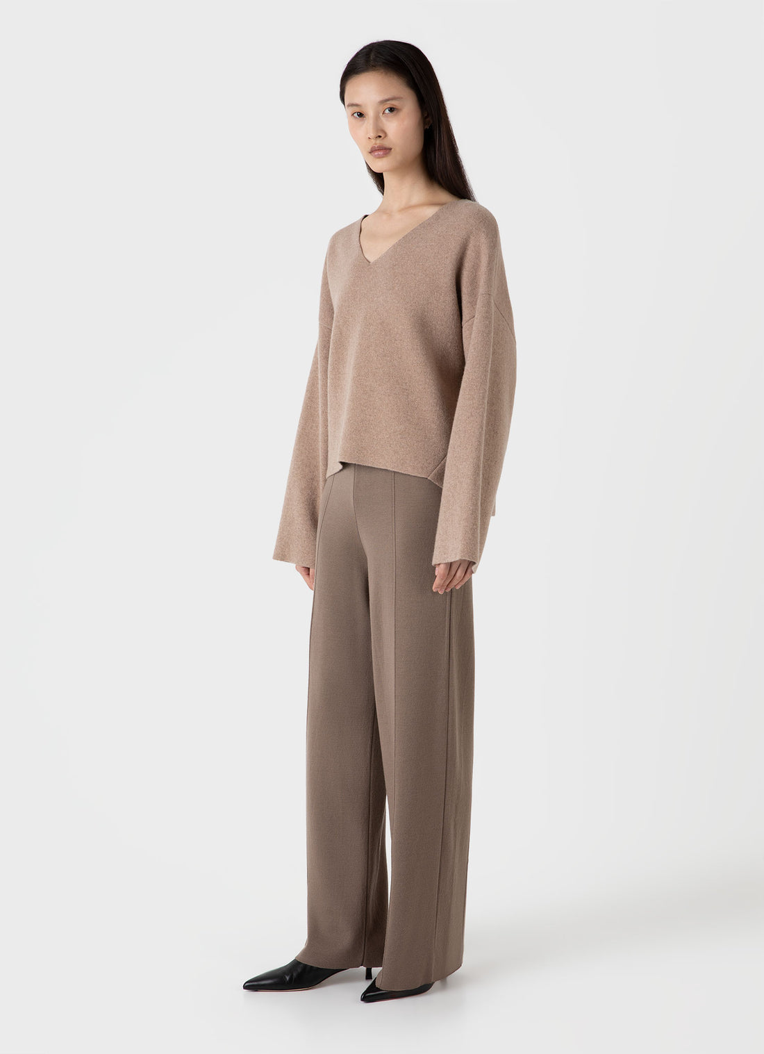 Women's Double Faced Jumper in Oatmeal Melange