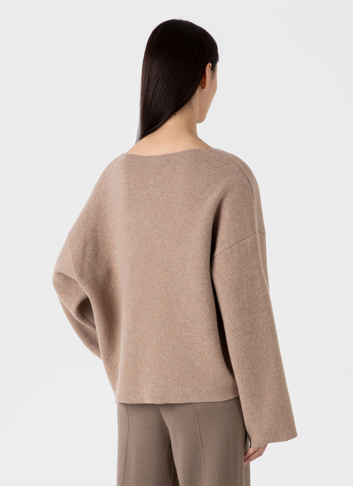 Women s Double Faced Jumper in Oatmeal Melange Sunspel