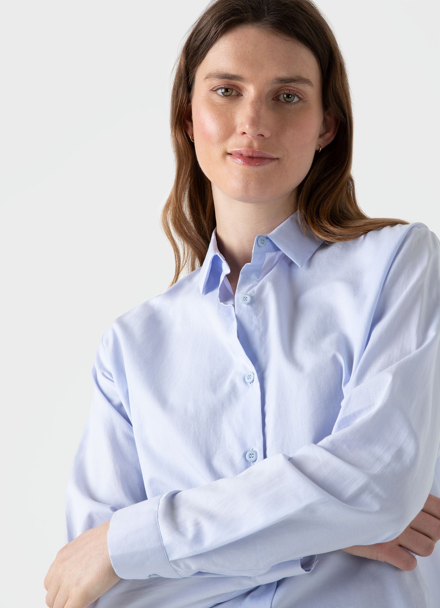 Women's Cotton Shirt in Blue | Sunspel