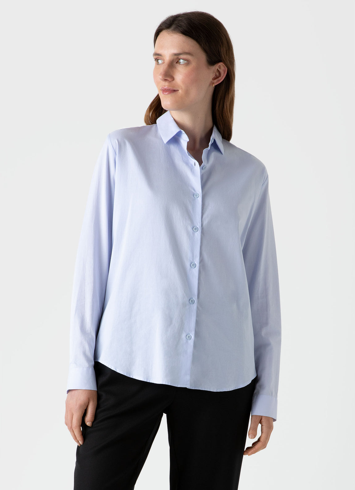 Women's Cotton Shirt in Blue | Sunspel