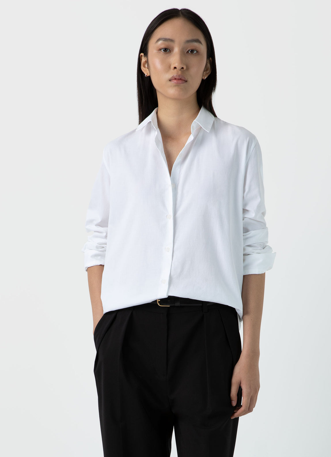 Women's Cotton Shirt in White | Sunspel