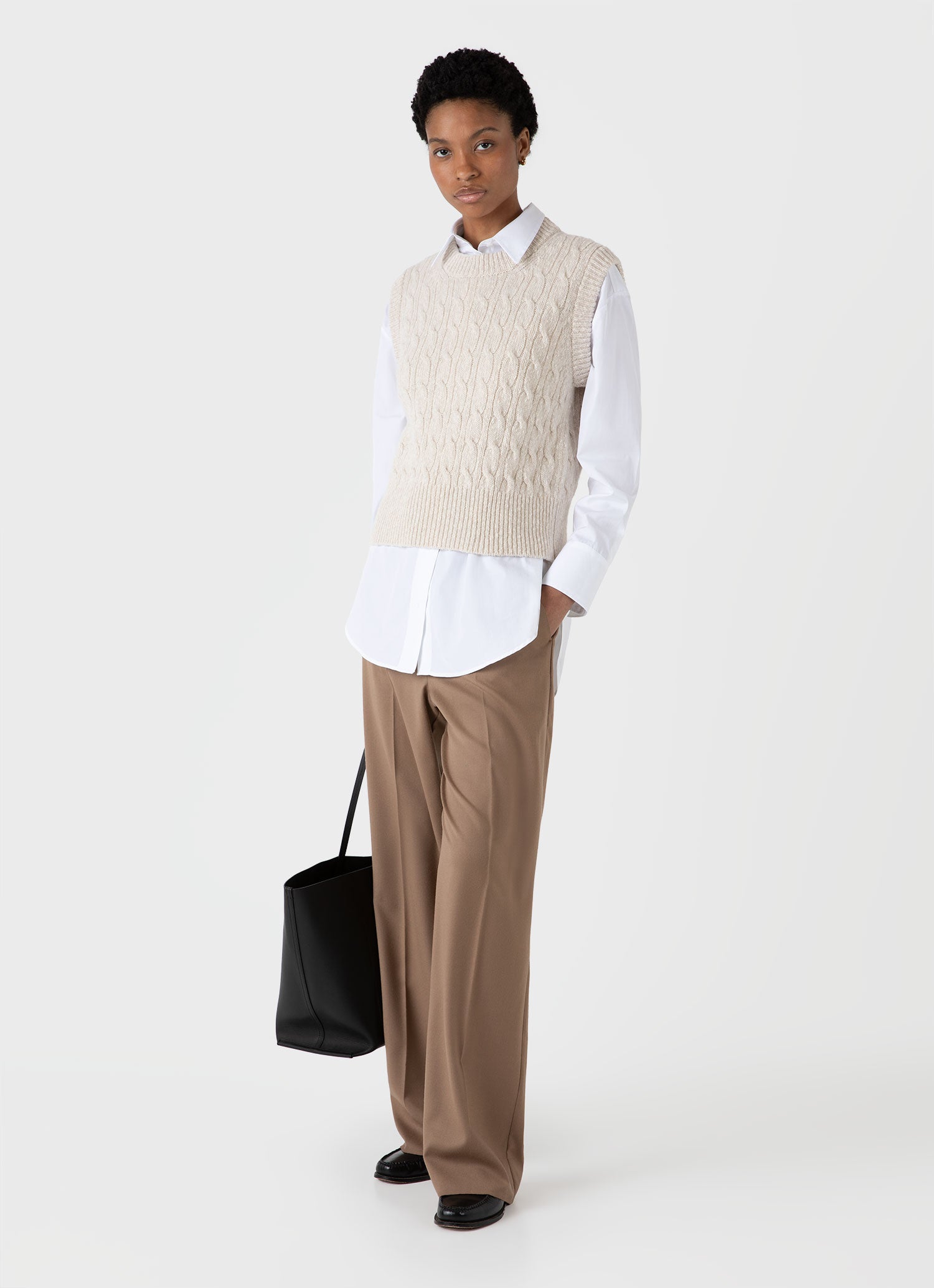White shirt and knitted vest hotsell