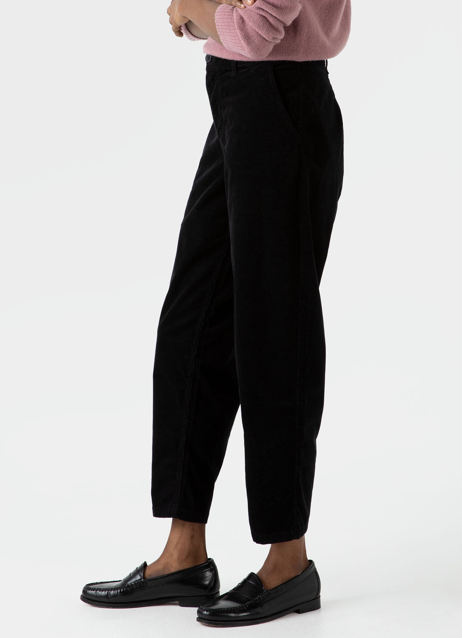 Black Corduroy Cropped Trousers | New Look
