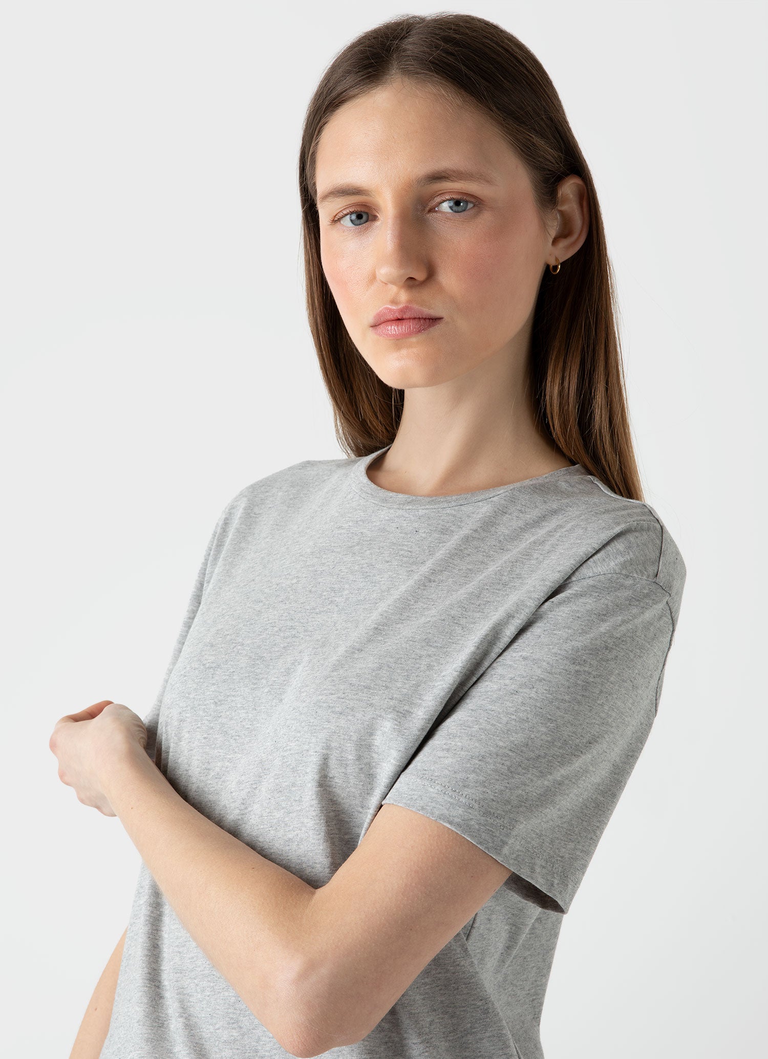 Women's Boy Fit T-shirt in Grey Melange | Sunspel