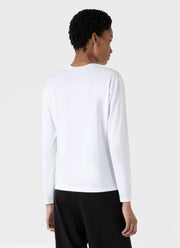 Women's Long Sleeve Boy Fit T Shirt in White