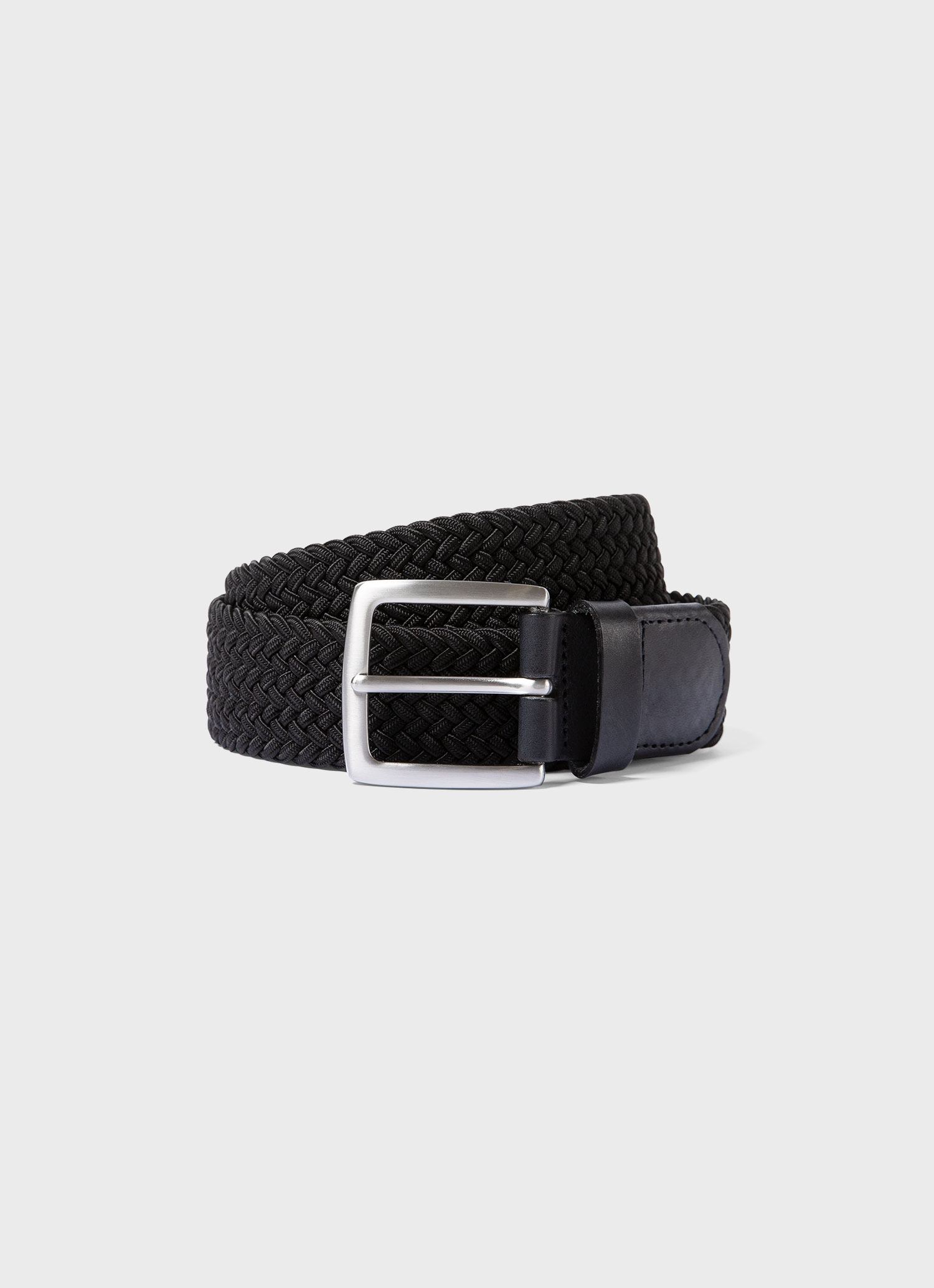 Men's Elasticated Braided Belt in Black | Sunspel