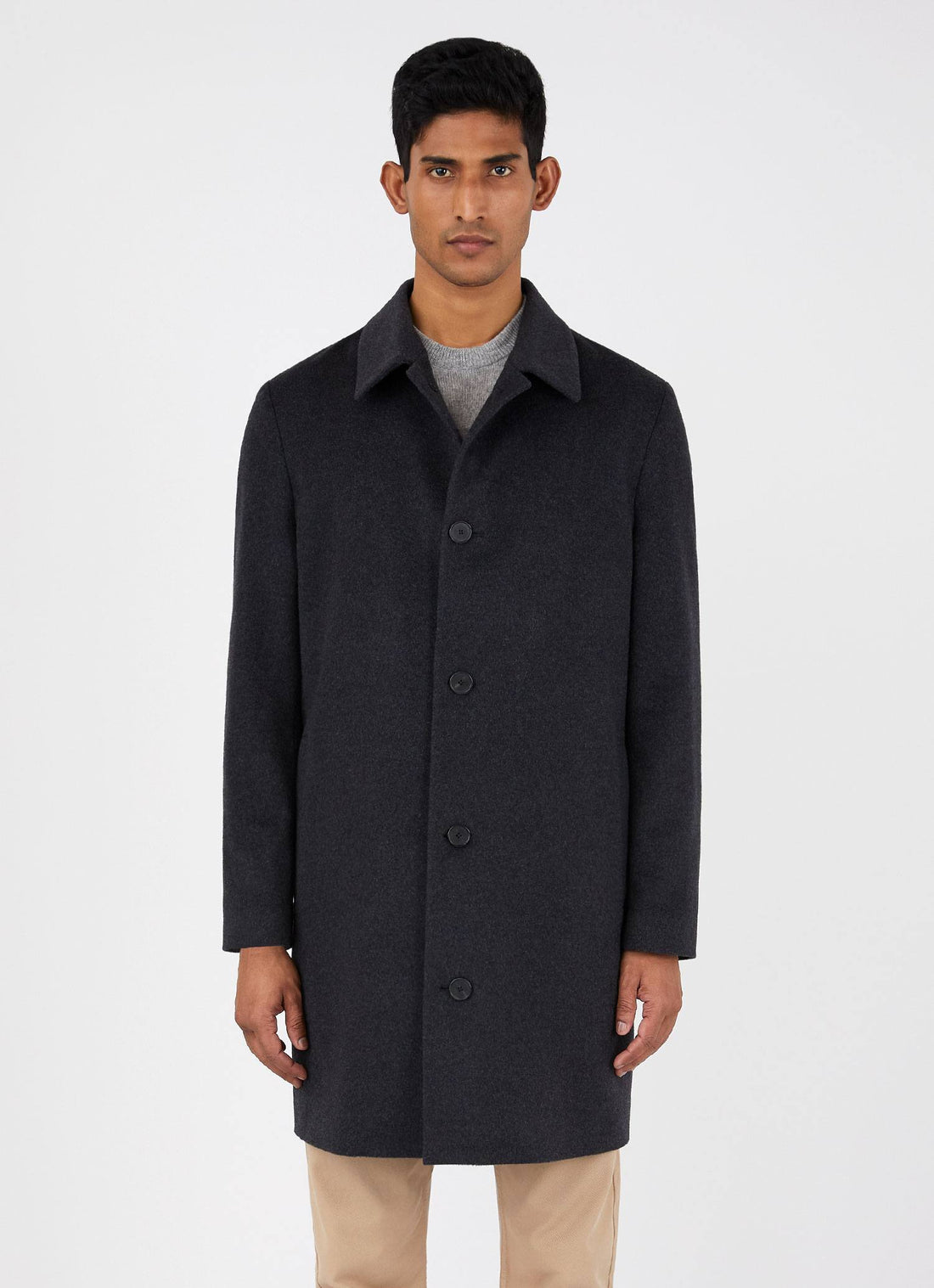 Men's Cashmere Coat in Charcoal Melange