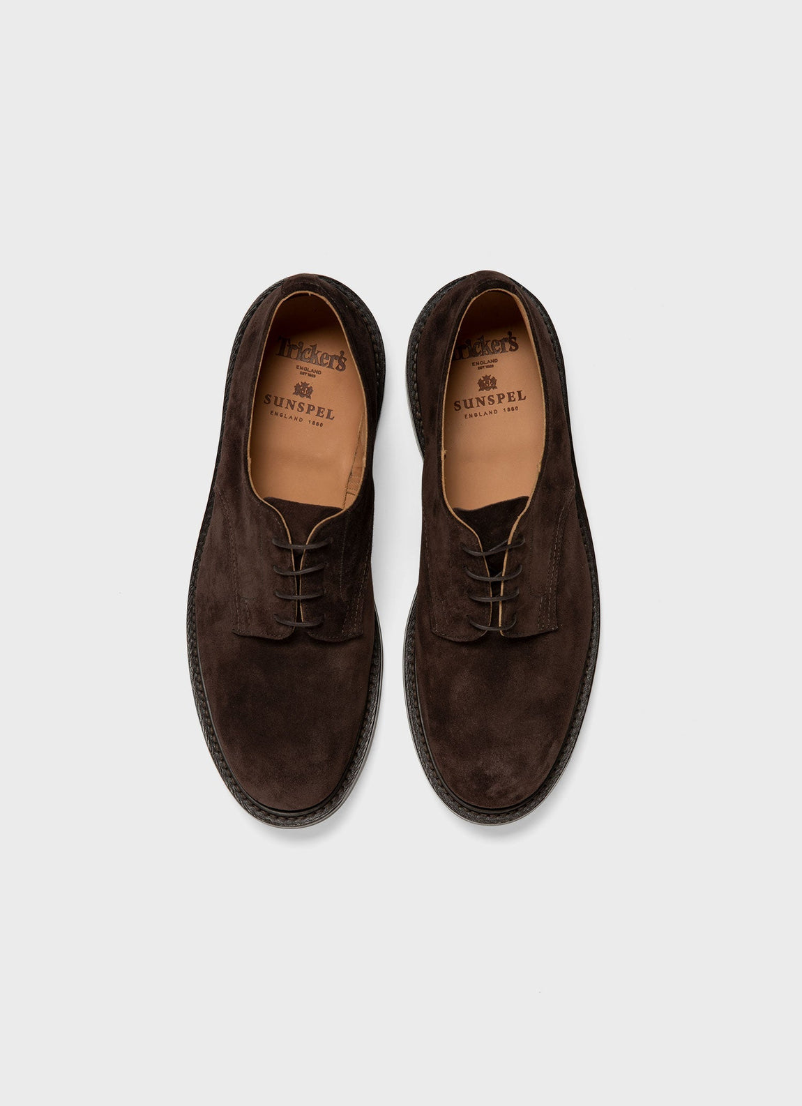 Men's Sunspel and Trickers Suede Derby Shoe in Brown