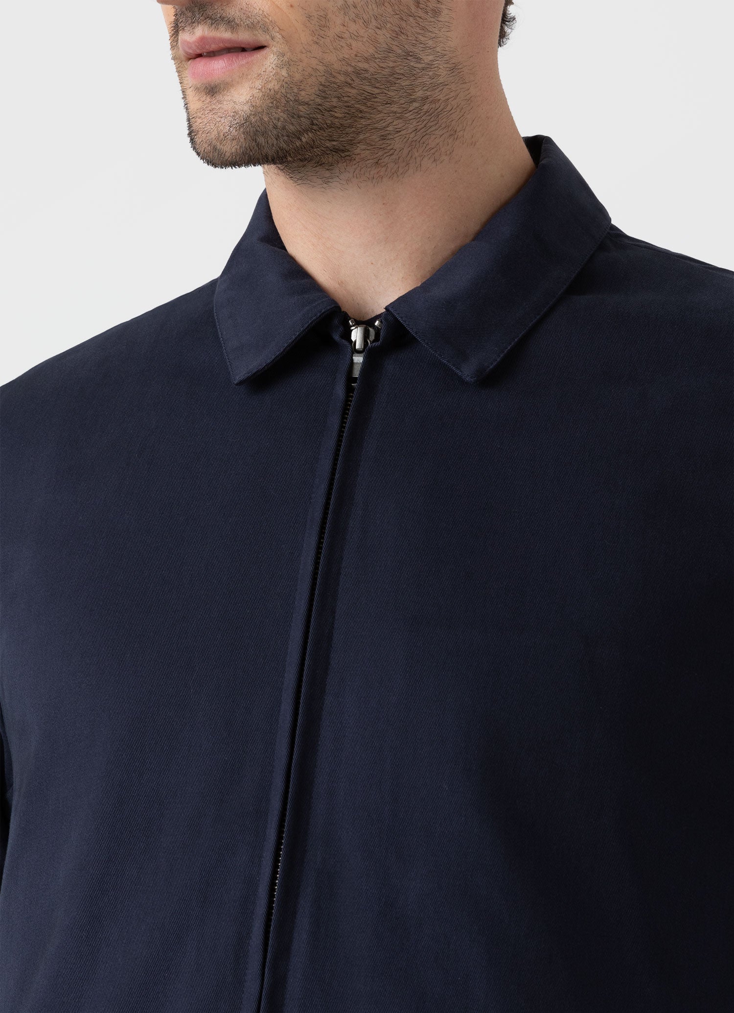 Men's Cotton Harrington Jacket in Navy | Sunspel