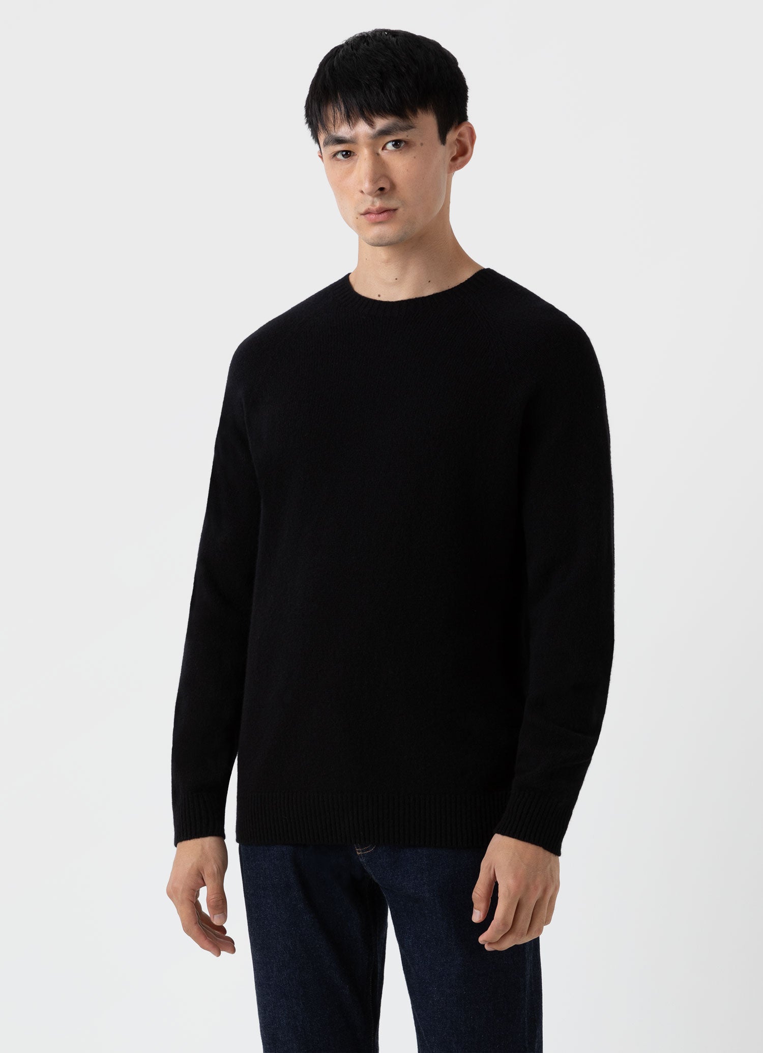 Mens black round online neck jumper