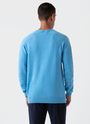 Men's Lambswool Crew Neck Jumper in Cyan Blue