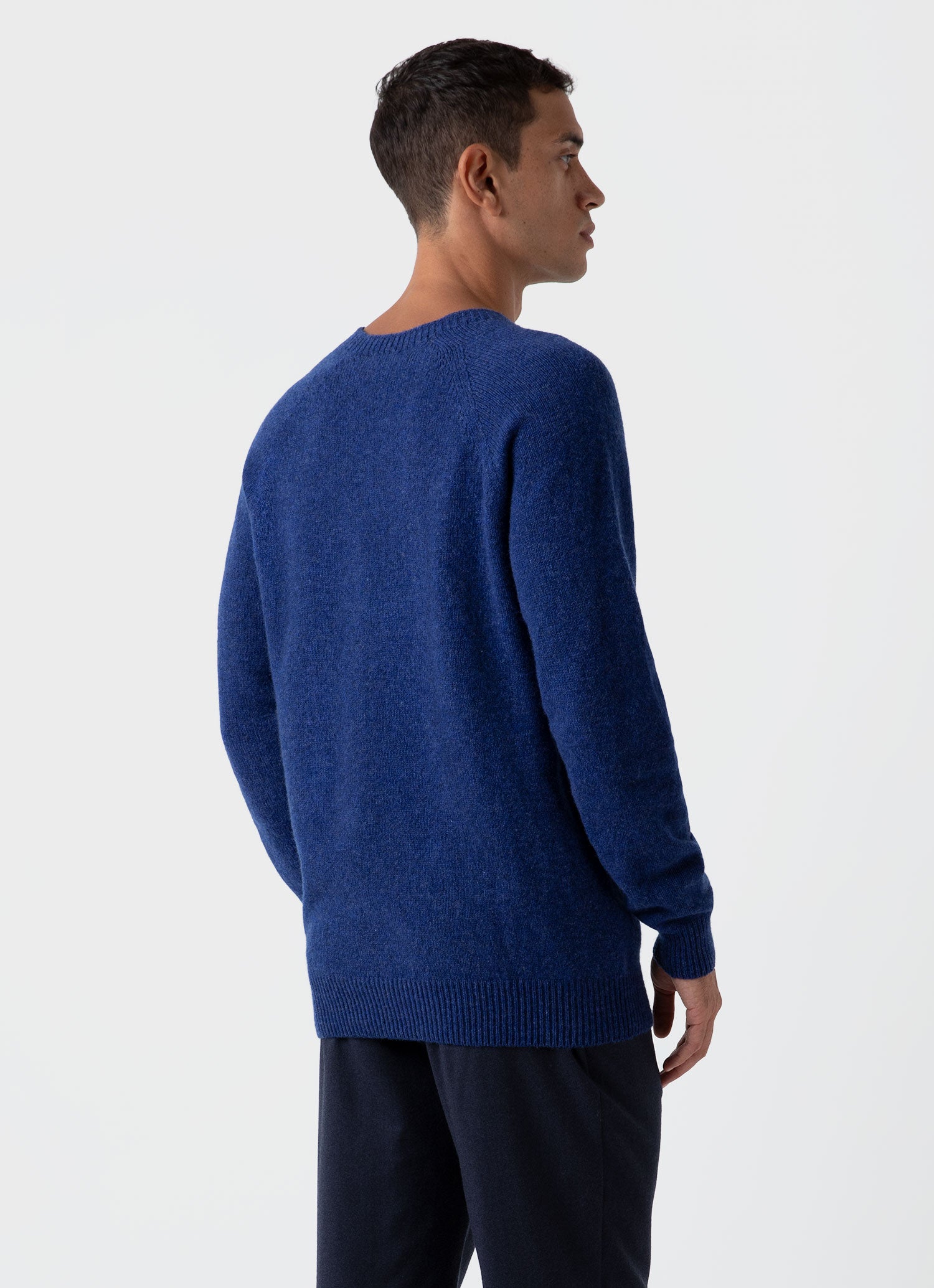 Men's Lambswool Crew Neck Jumper in Space Blue