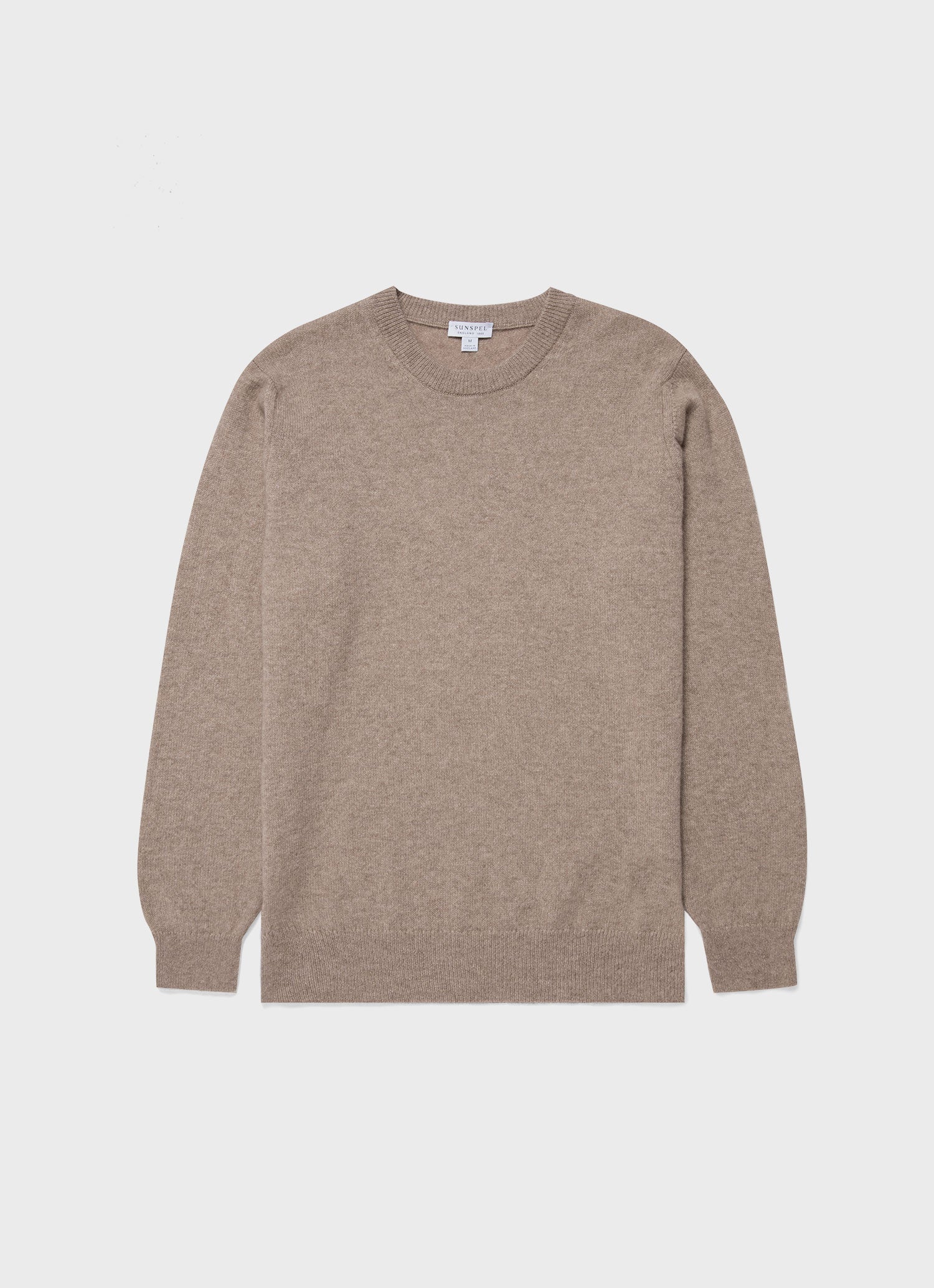 Men's Cashmere Crew Neck Jumper in Natural Brown | Sunspel