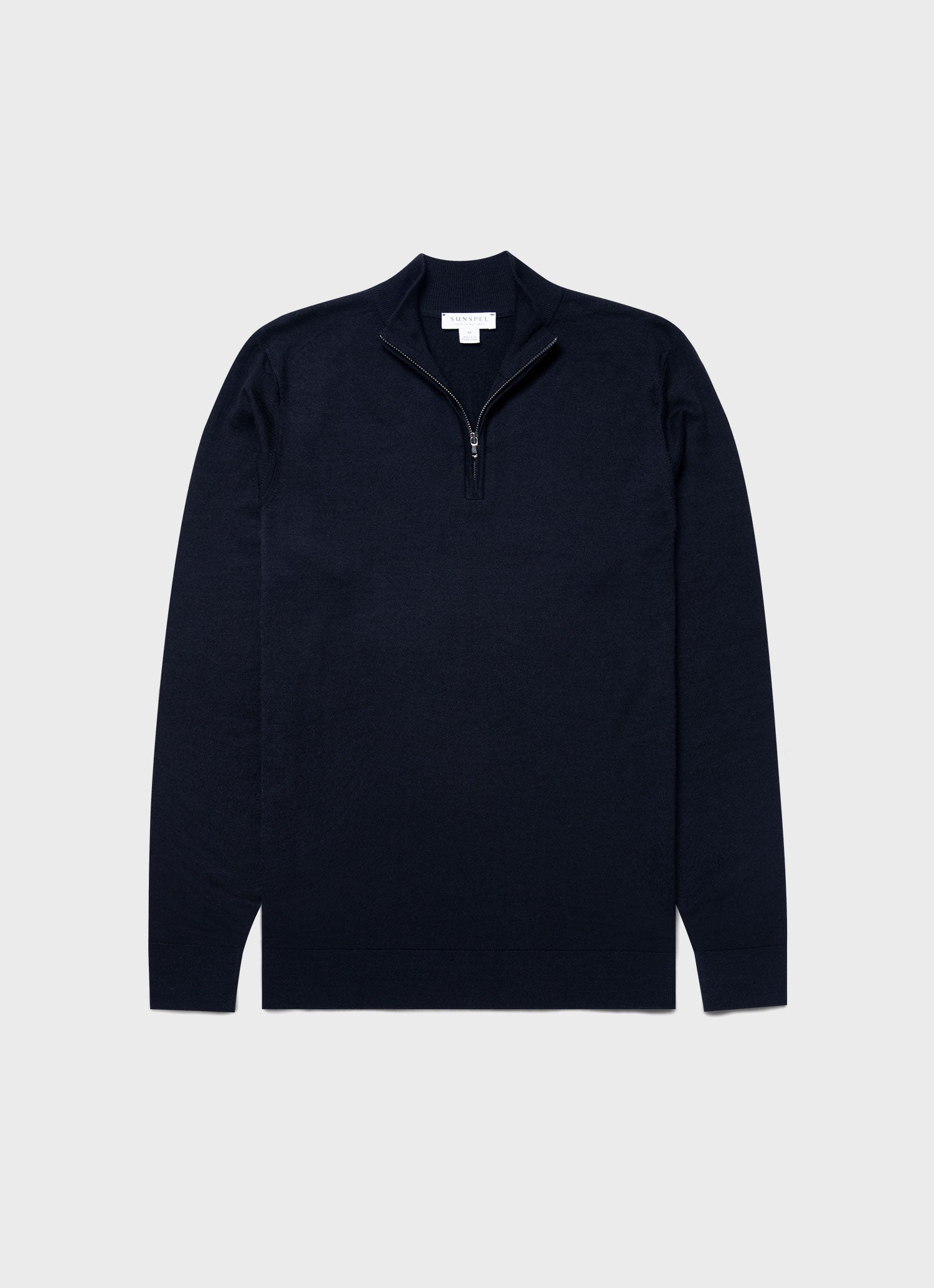 Men s Extra Fine Merino Zip Neck in Light Navy Sunspel