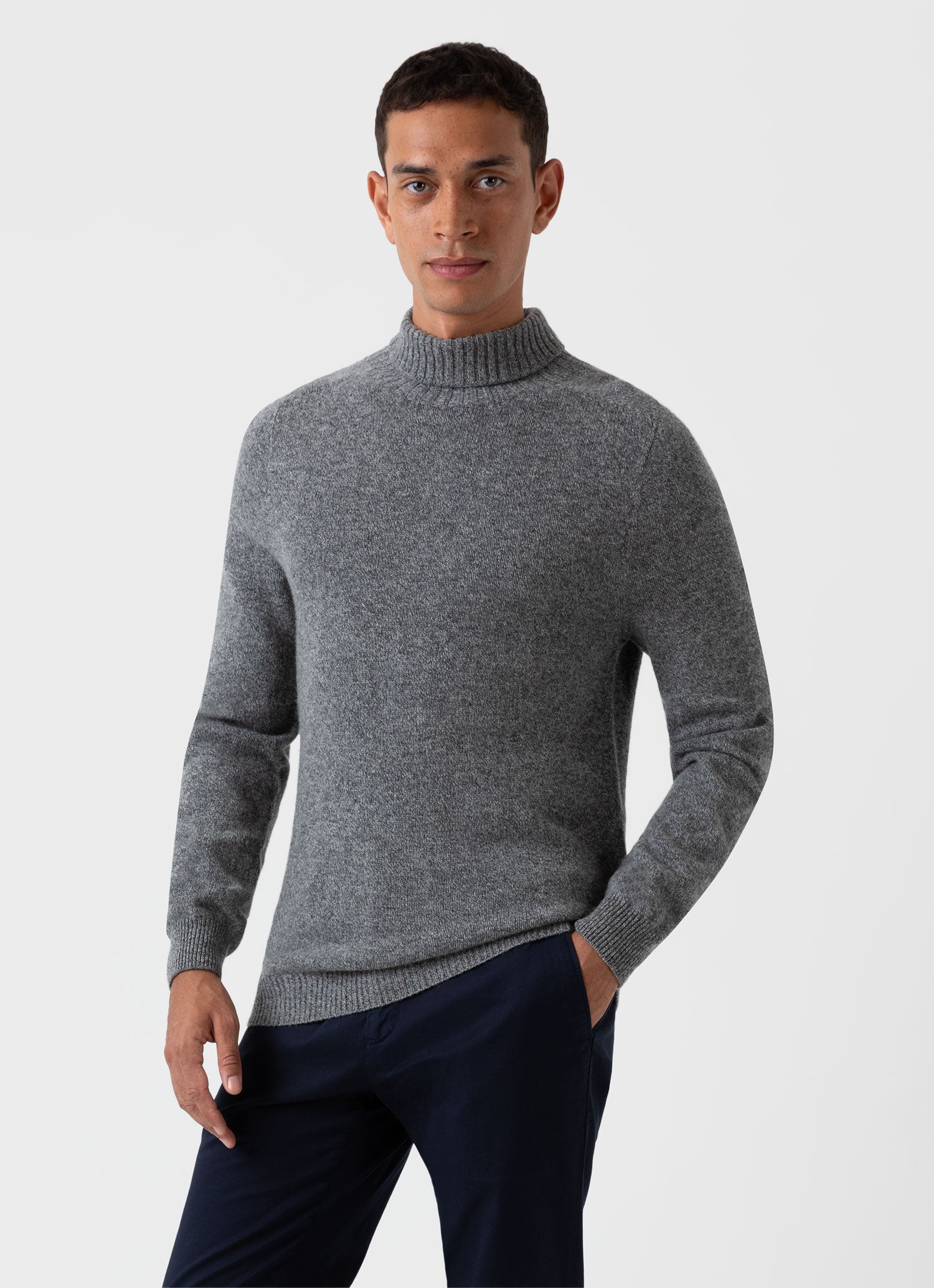 Mens grey clearance turtle neck jumper