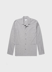 Men's Cotton Flannel Pyjama Shirt in Mid Grey Melange